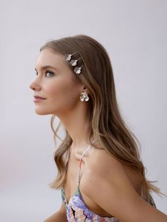 The Venus Bobby Set is a trio of cascading petals, each hand set and curved with delicate pearls. Made for a variety of hairstyles - use three day to day or use multiples for a bridal look. Available in 14K Gold and Silver. Set of three. Made in NYC. Epona Valley, Silver Bobby Pins, Luxury Hair Accessories, Bridal Handbags, Rose Vines, Crown Headband, Luxury Hair, Bridal Look, Bridal Hair Accessories