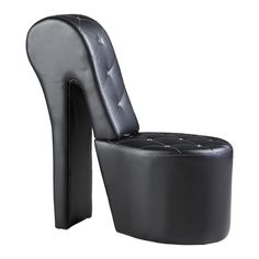 a high heeled black chair and ottoman