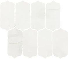 six white hexagonal tiles on a white background