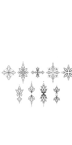 a line drawing of different shapes and sizes of flowers on a white background with black ink