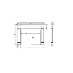 a drawing of a table with two columns and a shelf on the bottom, along with measurements