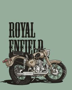 a drawing of a motorcycle with the words royal enfield on it's front tire