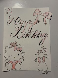 a happy birthday card with hello kitty on it