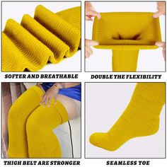 Womens Plus Size Thigh High Socks-Mustard Yellow Comfortable Solid Color Winter Hosiery, Comfortable Winter Hosiery In Solid Color, Comfortable Winter Hosiery, Yellow Stretch Thigh High Legwear, Yellow Stretch Thigh-high Legwear, Orange Thigh High Socks, Comfortable Stretch Yellow Socks, Cheap Stretch Yellow Socks, Yellow Thigh High Socks