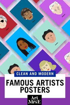 an advertisement for the art fair with many different faces and words that say, clean and modern