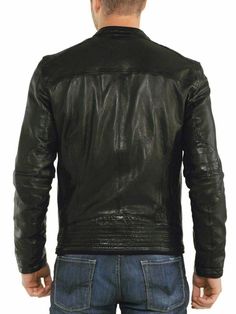 Men's NEW Genuine Lambskin Real Leather Jacket Biker Zipper Casual Outdoor Black Leather Jacket Biker, Black Leather Jacket Men, Best Leather, Real Leather Jacket, Leather Skin, Black Leather Jacket, Casual Coat, Nice Leather, Leather Jacket Men