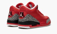 Major key alert! It’s all-red-everything on this incredibly exclusive Air Jordan 3 designed by DJ Khaled for himself and his closest friends.  The DJ Khaled x Air Jordan 3 features a vibrant red leather upper with the elephant print toe and heel panels you know and love, completed with a modified heel tab proclaiming “WE THE BEST” along with the usual Jumpman.  If you’re reading this, chances are you weren’t one of the lucky individuals blessed by Khaled with your own pair.  Act like you were, a Black Cement, Jordan 3 Retro, Air Jordan 3 Retro, Dj Khaled, Cement Gray, Air Jordan 3, Stadium Goods, We The Best, Jordan 3