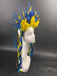 Paint Business, Flower Head Wreaths, Halo Crown, Stand With Ukraine, Head Wreath, Costume Hats, Yellow Roses