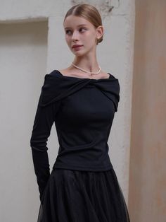 Composition : Shell) polyester 94. 5% and span 5. 5%Country of Origin : Republic of Korea Off Shoulder Top, Off Shoulder Tops, Shoulder Top, Off Shoulder, Little Black Dress, Black Dress, Composition, Twist, Style Inspiration