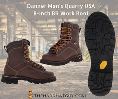 Experience comfort and protection with this lightweight Danner Men's Quarry USA 8-Inch BR Work Boot. Delivers improved durability and stability underfoot, from the brand that is trusted by many. Boot Dryer, Good Work Boots, Steel Toe Boots, Steel Toe Work Boots, Safety Helmet, Construction Work, Work Boots Men, Safety Boots