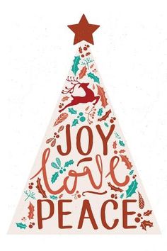 a christmas tree with the words joy love peace