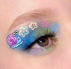 Eye makeup/eye shadow looks/ blue/snail/floral Festival Eye Makeup, Eyeshadow Designs, Doll Eye Makeup, Halloween Makeup Inspiration