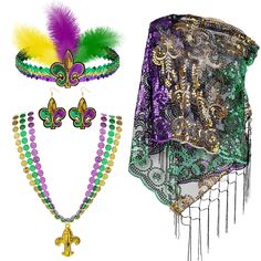 PRICES MAY VARY. Nice Combination for You Mardi Gras Party: the package comes with 1 piece of Mardi Gras shawl scarf, 1 piece of Mardi Gras headband, 1 pair of Mardi Gras earrings and 1 piece of necklace, exquisite and charming, making you stand out from the crowd Reliable Material Selection: our Mardi Gras shawl, headband and earrings are mainly handcrafted with real feathers and glass slides, reliable and serviceable to wear, without pungent smell, hard to fade; And the necklace is made of pla Headband Beaded, Veil Headband, Carnival Parties, Mardi Gras Costumes, Carnival Festival, Material Selection, French Hook Earrings, Mardi Gras Party, Masquerade Party