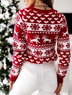 The thick Christmas sweater for ladies is made of high-quality and soft acrylic fabric, with delicate stitching, which perfectly matches the beautiful necklace, with a charming and elegant look.Product description1. This sweater has a snowflake pattern. It looks very cute, full of Christmas elements, very stylish and fashionable.2. The top is suitable for most scenes, very suitable for casual, daily, party or taking pictures, and also very suitable as a gift, especially at Christmas.Product attr Jumper And Jeans, Red And White Christmas, Christmas Moose, Christmas Party Dress, Christmas Jumper, Long Sleeve Knit Sweaters, Christmas Hoodies, Christmas Knitting, Knitted Pullover Sweaters