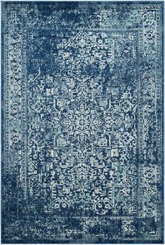 an area rug with blue and white colors