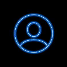 a neon blue circle with an image of a person in the center