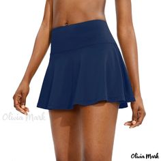 Olivia Mark - Sport Skirt with Anti-Slip Design for Fitness, Yoga, Casual Wear, Golf, and Tennis Fitted Navy Skort For Sports, Lined Swim Skirt For Sports, Blue Stretch Swim Skirt With Wide Waistband, Blue Stretch Swim Skirt For Sports, Blue Swim Skirt With Built-in Shorts For Workout, Blue Moisture-wicking Swim Skirt For Sports, Fitted Skirted Swim Skirt For Sports, Fitted Swim Skirt With Wide Waistband For Sports, Blue Swim Skirt With Built-in Shorts