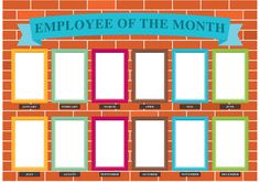 an employee of the month poster on a brick wall