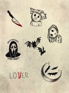 various halloween stickers on a piece of paper