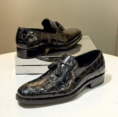 Patent Leather Dress, Black Alligator, Business Casual Shoes, Slip On Dress Shoes, Slip On Dress, Formal Loafers, Oxford Shoes Men, Tassel Loafers, Men Clothes