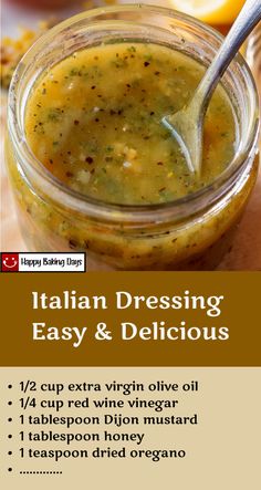 the recipe for italian dressing is in a jar