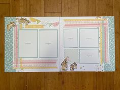 the inside of a scrapbook with an animal theme