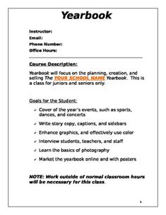 an instruction manual for students to learn how to write and use the yearbook, which includes