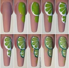 Margarita Nails, Music Note Nails, Lime Nails, Almond Nails Designs Summer, Gel Nail Tutorial, Fruit Nail Art, How To Make Margaritas, Nail Art Trends, Almond Nails Designs