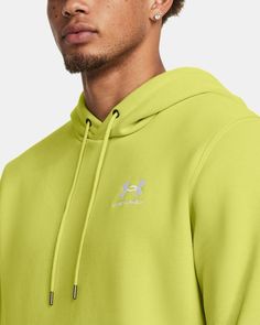 Ultra-soft, mid-weight cotton-blend fleece with brushed interior for extra warmth|Front kangaroo pocket|Ribbed cuffs & bottom hem Yellow Hoodie, Heather White, Hem Style, Under Armour Men, Colorful Hoodies, Fleece Hoodie, Kangaroo Pocket, Navy And White, Kangaroo