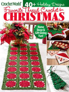 crochet world magazine cover with red and green christmas decorations on the front page