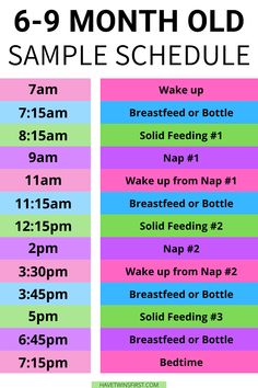 the 7 - month old sample schedule for each child's nap time and bedtime routine