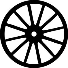 a black and white image of a wagon wheel