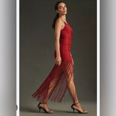 Gorgeous Fringe Dress Red Summer Gala Dress, Red Midi Dress For Summer Gala, Downtown Dress, Anthropologie Maxi Dress, Beaded Maxi Dress, Tiered Ruffle Dress, Spaghetti Strap Maxi Dress, Grey Maxi Dress, Embroidered Maxi Dress