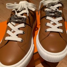 Very Limited Brown Color Day Sneaker Brand New Full Set Eu 37 Us 7 Size True To Size Color Day, Hermes Shoes, Vintage Hermes, Brown Sneakers, Shoes Brand, Sneaker Brands, Athletic Sneakers, Dc Sneaker, White Sneakers