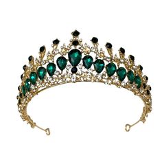 Emerald Green Gold Tiara Baroque Wedding Crown Crystal Rhinestone Tiara Green Headpiece Bridal Hair Jewelry Hair Vine Birthday Tiara Prom Condition: New With Box Crown Emerald, Green Headpiece, Platinum Blonde Ombre, Baroque Wedding, Disney Ears Headband, Beaded Headpiece, Bling Bows, Birthday Tiara, Crown Crystal