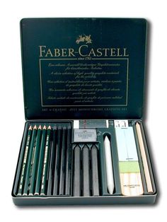 faber castell pencils are in an open box with writing on the inside and outside