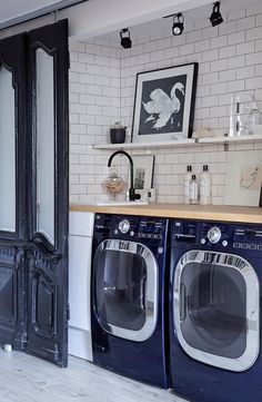 a washer and dryer in a laundry room