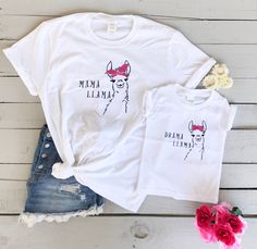 Drama Llama Birthday Party, Llama 2nd Birthday Party, Lama Birthday Party, Llama Birthday Party Ideas, Llama Party Ideas, Mama And Me Shirts, Luau Party Food, Birthday Llama, Llama Birthday Party