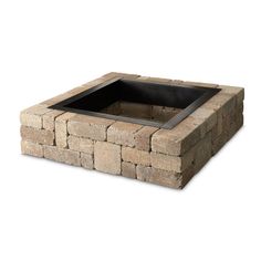 the square fire pit is made out of bricks