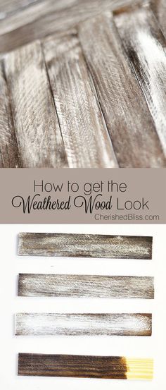 how to get the weathered wood look with some paint and stain on it, including two different colors