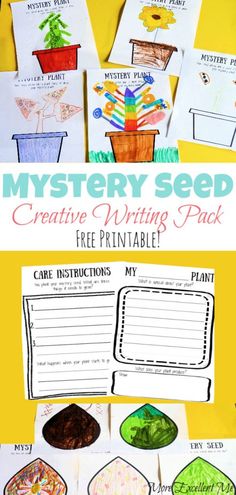 the mystery seed creative writing pack for kids to practice their handwriting skills and help them learn how to write