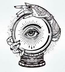 a drawing of an eye in the center of a globe with hands holding it and pointing at