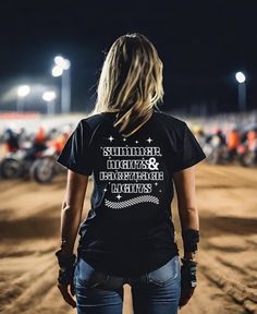 Gear up for the adrenaline-fueled nights with our 'Summer Nights and Racetrack Lights' Women's Cotton T-shirt! This tee isn't just about style; it's a tribute to the excitement of summer evenings at the racetrack. Crafted for comfort in soft cotton, this shirt is perfect for the motorsport enthusiast who loves the thrill of the race. Embrace the chic design that captures the essence of speedway glamour. Whether you're trackside or just dreaming of those summer nights, let your wardrobe reflect your love for the fast lane. Elevate your style, celebrate the race, and make every night a memorable one with this trendy cotton tee! Racetrack Outfit, Light Summer, Summer Evening, The Race, Race Track, The Chic, Summer Nights, Chic Design, Cotton T Shirt