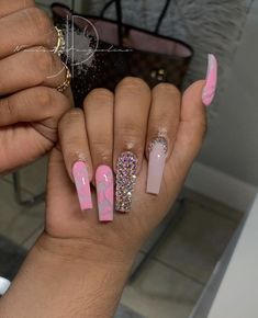 Image in nails collection by kells on We Heart It Long Square Nails, Valentine Nails, Glam Nails