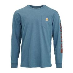 The Carhartt Men's Loose Fit Heavyweight Exclusive Logo Graphic Long-Sleeve Pocket T-Shirt is made from comfortable cotton. It features a tagless neck label and a left chest pocket with a sewn-on Carhartt label. A rib-knit crew neck provides lasting quality. Heathers: 60% cotton/40% polyester jersey knit T-shirt Solids: 100% cotton jersey knit Side-seam construction minimizes twisting Left chest pocket with sewn-on Carhartt label Carhartt graphic on left sleeve Tagless neck label Imported Rib-kn Tractor Supply, Neck Label, Carhartt Mens, Knit Crewneck, Pocket Tshirt, Knitted Tshirt, Logo Graphic, Chest Pocket, Knit Jersey