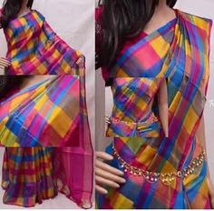 India's Biggest Online Store for Silk Sarees and Jewellery. Pure Silk Sarees, Pure Silk, Plaid Scarf, Silk Sarees, Online Store, Saree, Blue Color, Plaid, India