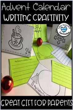 an activity calendar for writing and crafting with the words great gift to parents on it