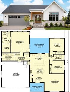 two story house plans with garage and living room