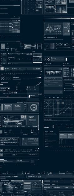 an abstract black and white poster with many different types of electronic equipment on it's sides