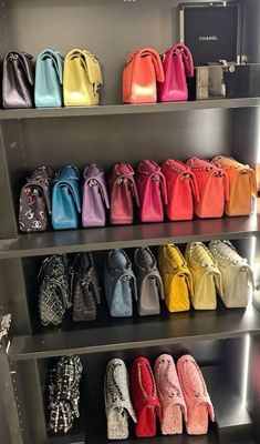 Bag Collection Aesthetic, Chanel Closet, Color Coordinated Closet, Wealthy Lifestyle Luxury, Collection Aesthetic, Bag Closet, Dream Closet Design, Luxury Bags Collection, Pretty Shoes Sneakers